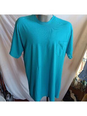 XL True Vintage T-shirt Single Stitch Teal Crewneck T-Shirt Stash Pocket 1990s